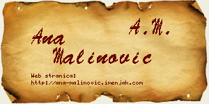 Ana Malinović vizit kartica